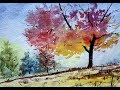 How to Paint A Autumn Tree with Watercolor | Beginners watercolor