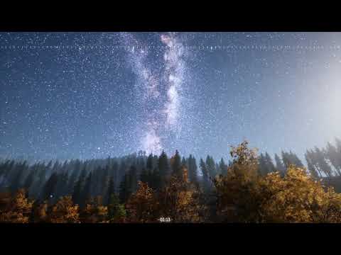 Piano Music & Nature Video: Milky Way Stars with Moonlight Above Pine Trees Forest