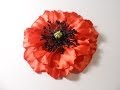 Мак из атласных лент, Уроки Канзаши для Начинающих / DIY Poppy flower