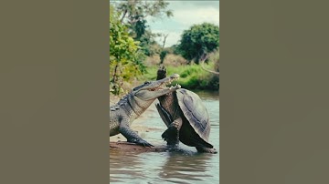 🐊 Crocodile vs 🐢 Turtle Battle😮💥 #animals #nature #wildlife #animalfight #animal #shorts 🔥🔥