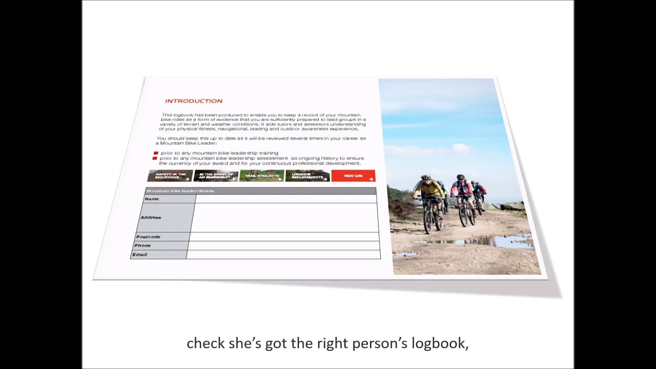 Mountain Bike Leadership Logbook - 