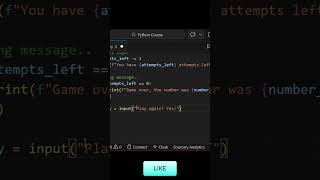 Number guessing Replay logic  #pythontutorial #coding #programming