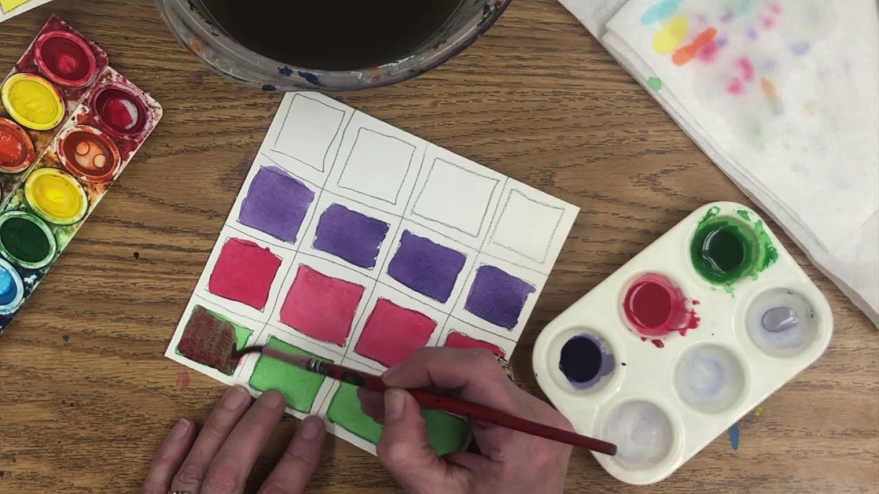 Watercolor Paint Along shades with complements YouTube