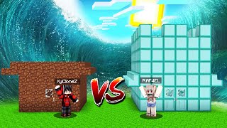 แข่งสร้าง!! บ้านเพชรสุดหรู VS บ้านดินสุดกาก หนีสึนามิ ใครจะรอด!?? (Minecraft Tsunami House)