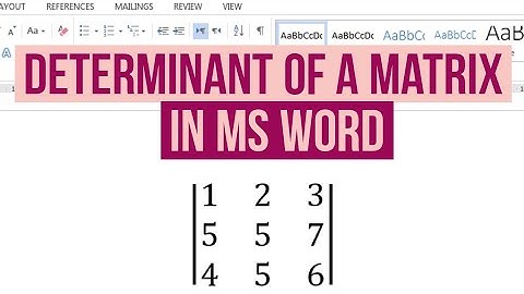 How To Type Determinant Of A Matrices In Microsoft Word | Write Determinant  Of Matrix In Word