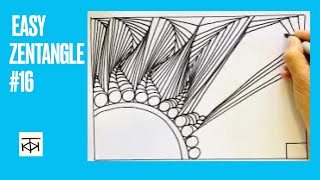 Burst of SUNTRAILS: Easy 3D spiral illusion Zentangle #16 with GREAT results