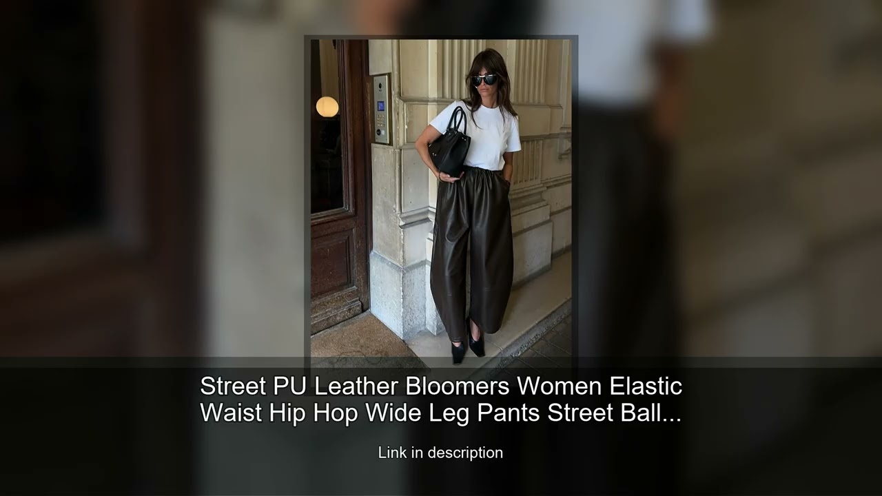 Street PU Leather Bloomers Women Elastic Waist Hip Hop Wide Leg Pants Street Balloon Lace Up Jo