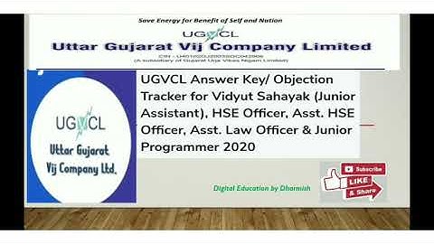 Ugvcl answer key 2020/ ugvcl answer key  /UGVCL VIDYUT SAHAYAK JUNIOR ASSISTANT ANSWER KEY 2020-2021