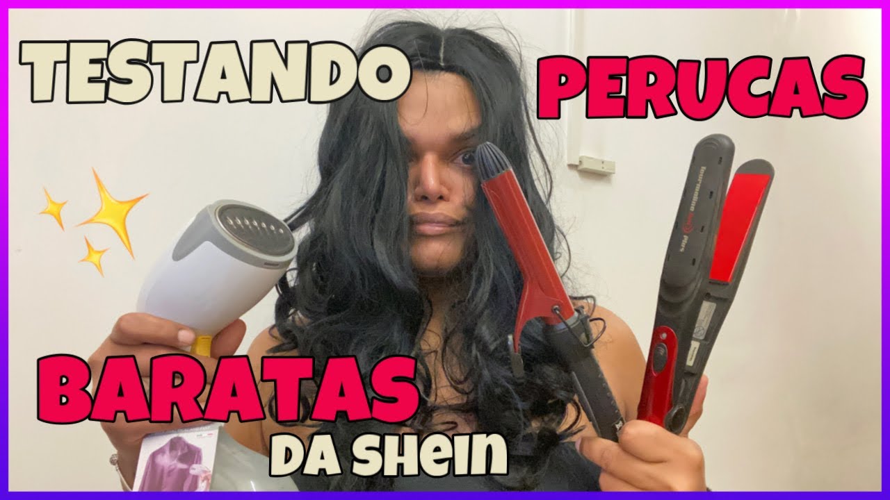 TESTANDO PERUCAS DA SHEIN | CHAPINHA E BABYLISS, AGUENTA? COMO LAVAR E CUIDAR DE PERUCAS SINTÉTICA