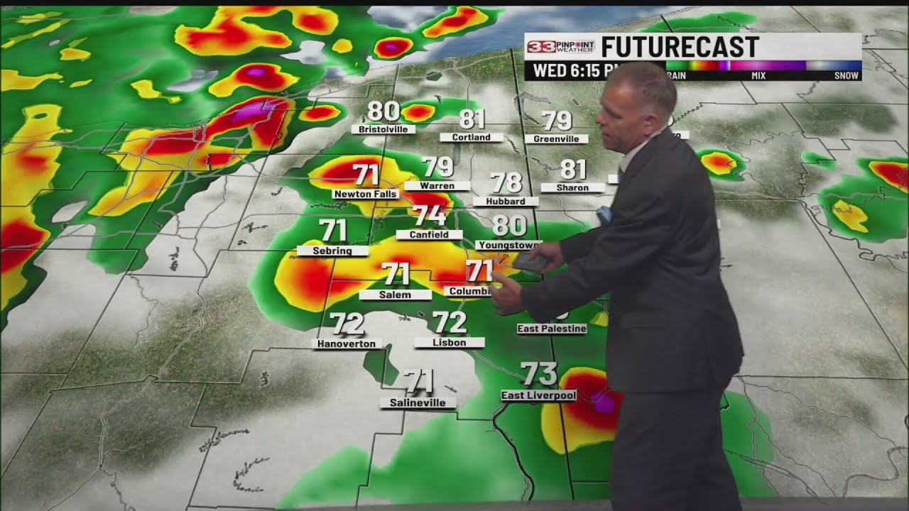 Showers and storms likely late day Wednesday - YouTube