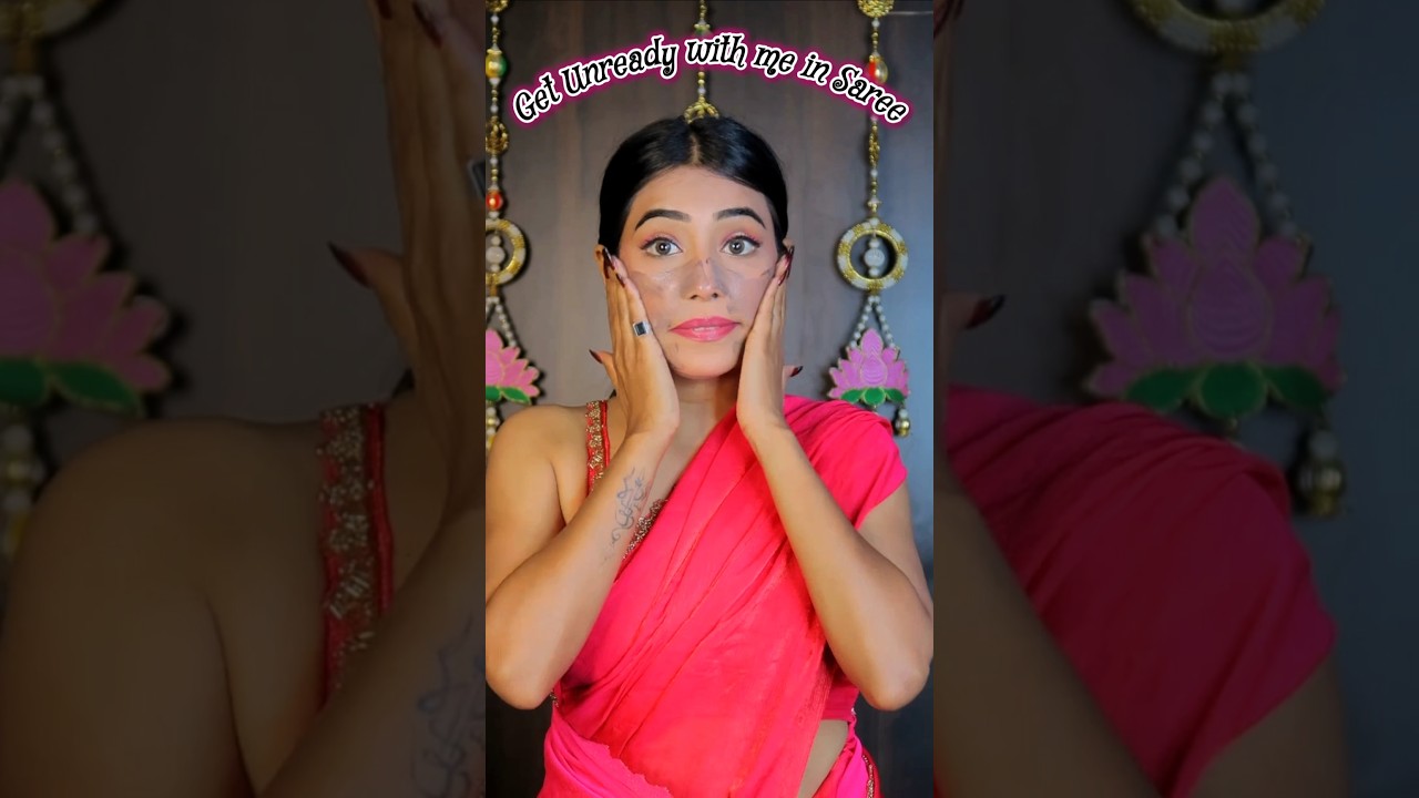 Get unready with me in saree🪬✨️ #shorts #ytshorts #youtube #trending #viral #skincare #youtubevideos