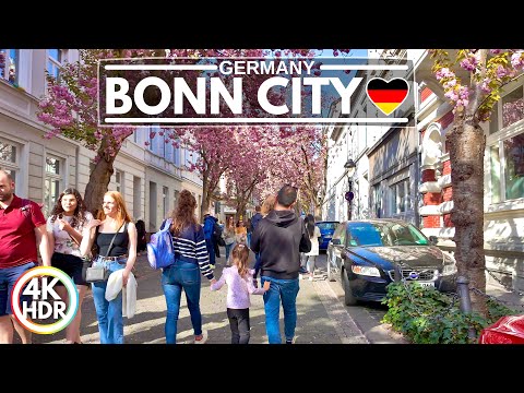Cherry Blossoms in Bonn Beethoven City 2025, Sakura in Germany, 4K HDR Walking Tour