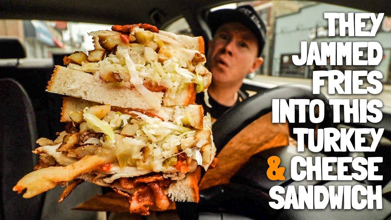 Eating the perfect turkey sandwich with fries, bacon & melty cheese 🥪🦃🍟 | Lucky’s Sandwich Co.