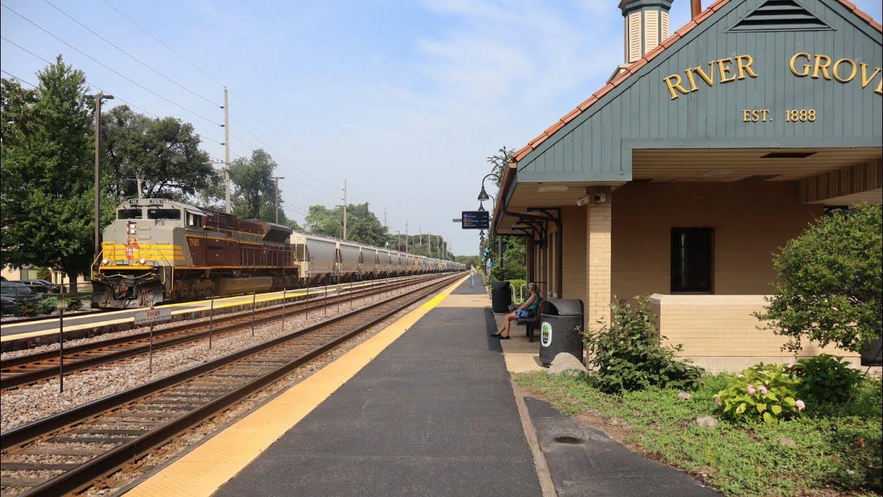 Canadian Pacific 7015 Maroon Grey Block Scheme leading a train at River Grove Illinois 