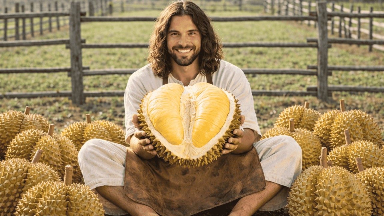 Jesus in the Orchard: Planting and Harvesting Durian | AI Christian Tribute