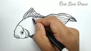 Famous VERY EASY , one line drawing fish / drawing by one line / how to draw in one line art Net Worth