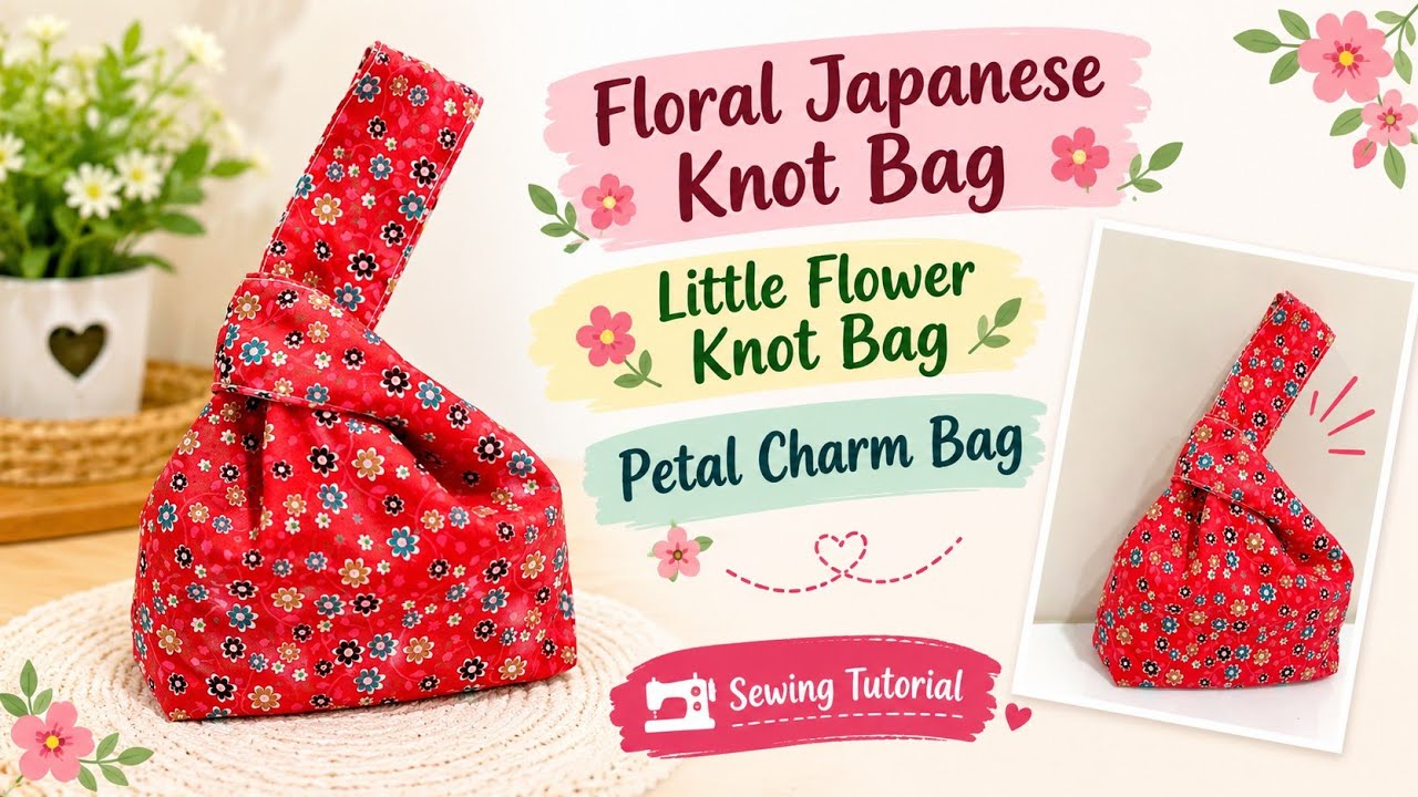 Floral Japanese Knot Bag / Little Flower Knot Bag / Petal Charm