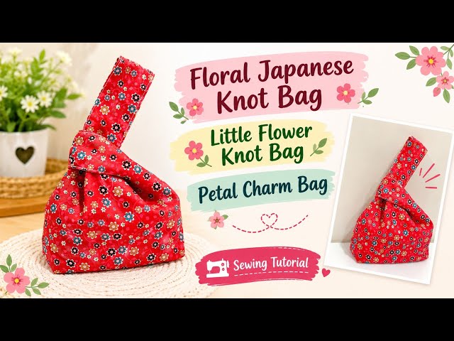 Floral Japanese Knot Bag / Little Flower Knot Bag / Petal Charm