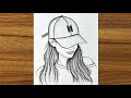 How to draw a girl with bts cap  easy drawing ideas for girls  pencil drawing step by step