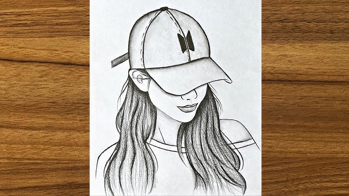 Girl with cap drawing #girldrawing #girlsketch #easysketch