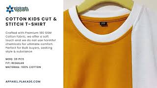 Yellow & White Kids Cut & Sch T-Shirt 180 Gsm Pure Cotton Soft & Breathable Plakads Apparel