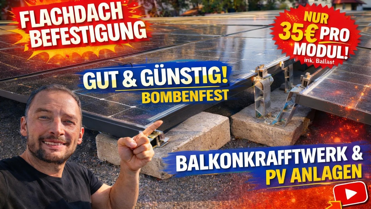 Flachdach Balkonkraftwerk Befestigung gut und günstig – So einfach geht's! | DIY Unterkonstruktion