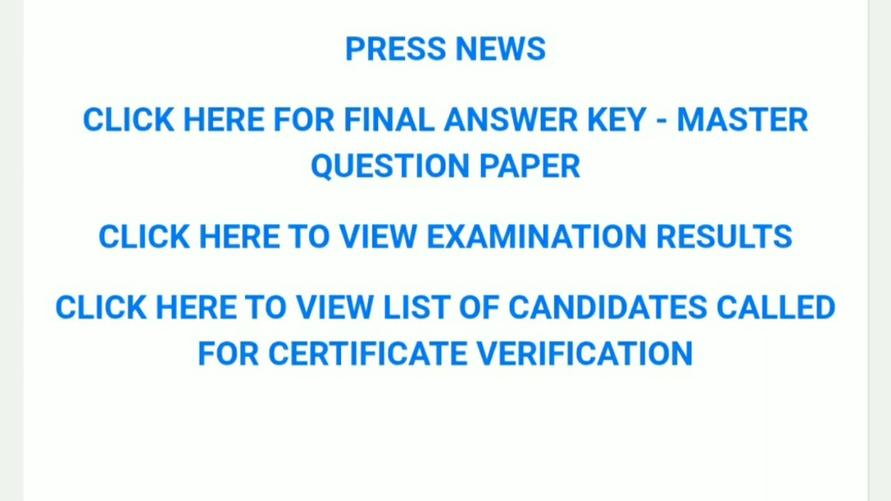 Pg trb result cv list and final answer key realeased.