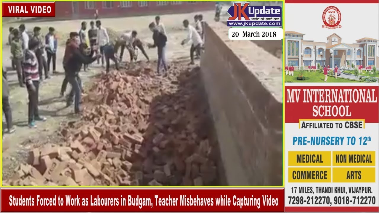 Students Forced to Work as Labourers in Budgam, Teacher Misbehaves while Capturing Video