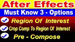 Must Know 3 Options Of After Effects| Region of Interest, Crop Comp Region of Interest, Pre Compose