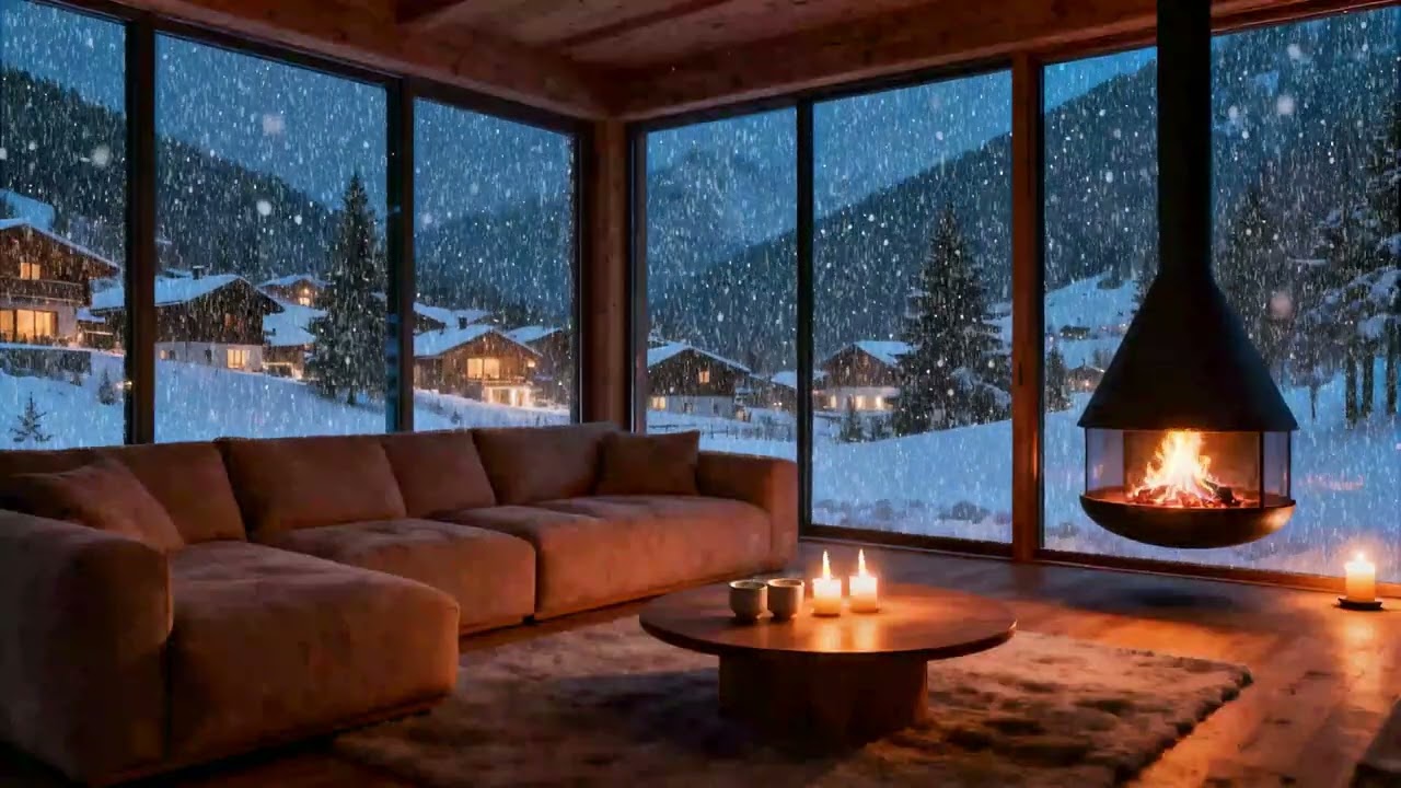 Calm Your Mind in a Winter Cabin ❄️ Fireplace Sounds for Sleep and Relaxation
