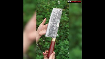 Dao chặt gà hoa văn 2 mặt chống dính rèn thủ công nhíp đỏ #dao #daochatga #daophucsen #htxdaophucsen