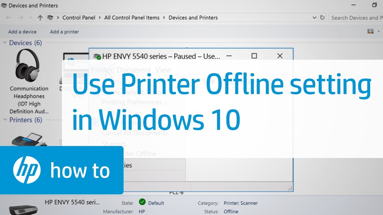 Checking the Use Printer Offline Setting in Windows 10 