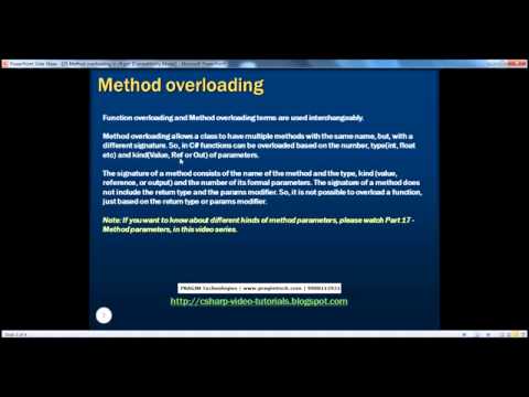 Part 25 C# Tutorial Method overloading in c# avi YouTube - YouTube