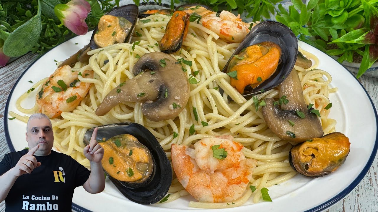 🤩 Espaguetis al Ajillo con Gambas y Mejillones - Receta muy Fácil y Rápida! 😎 BRUTAL 🤩🤩
