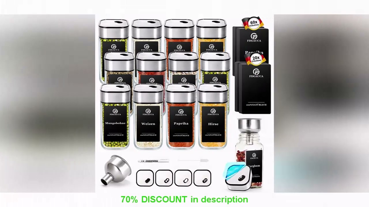 Best Products You Should Know! 6/12/24Pcs Glass Spice Jars with 360 Rotating Lids, 120ml Spice B