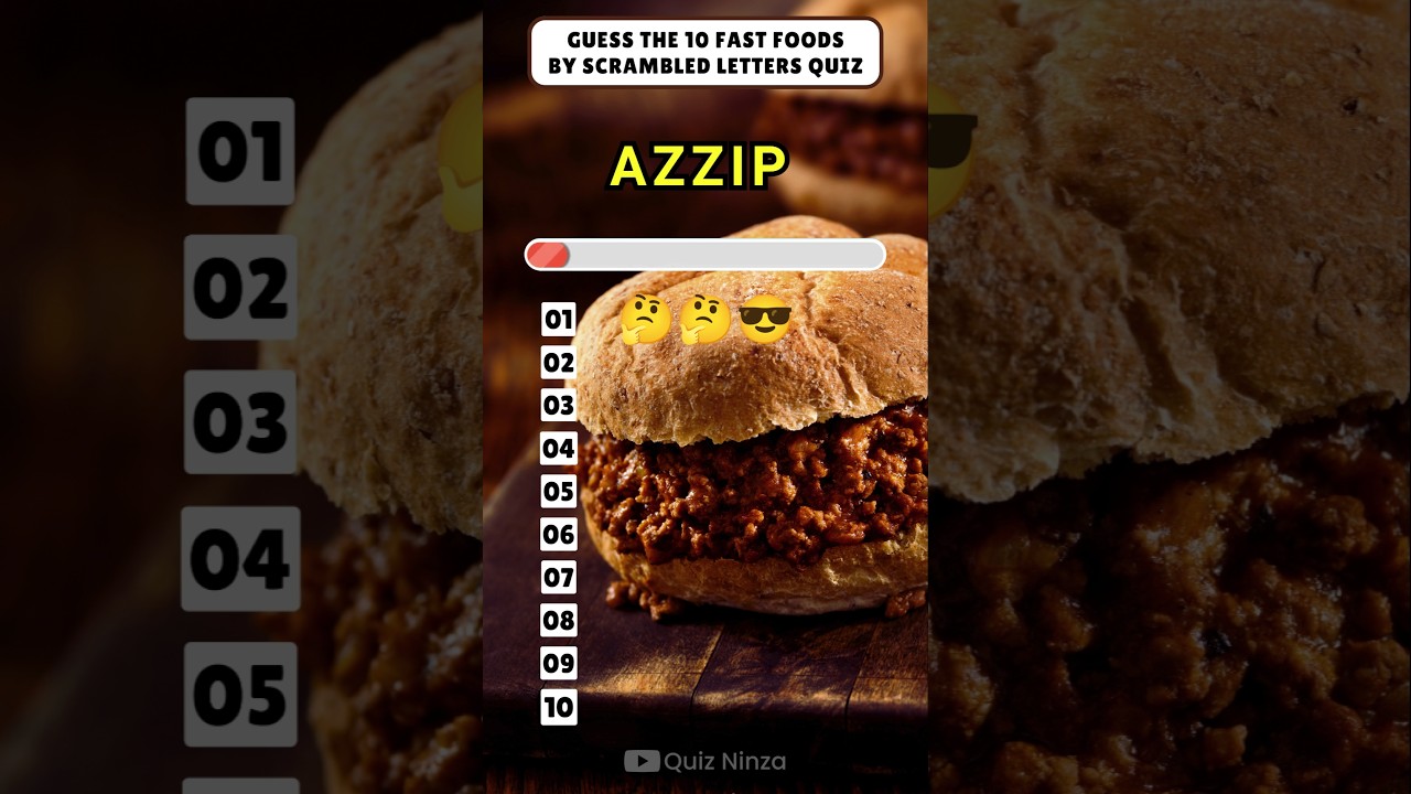 🔥 Guess the 10 fast foods by scrambled letters! 