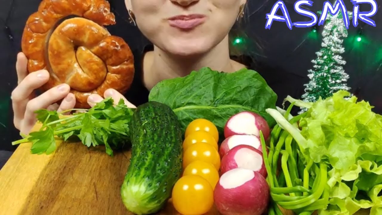 АСМР КОЛБАСА ОВОЩИ И ЗЕЛЕНЬ МУКБАНГ | ASMR SAUSAGE VEGETABLES AND GREENS MUKBANG | 