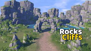 Stylized Nature - Rocks &amp; Cliffs Pack. Demo scene preview