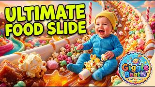 Oddly Satisfying AI Food Slide | Cute Baby Laughing Sounds & Giant Food Fun | GiggleBeatTV