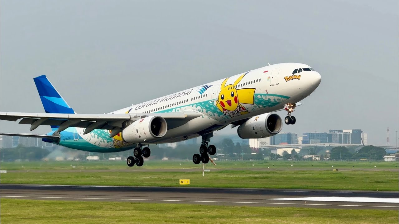 Garuda Indonesia x Pokémon: Pesawat Pikachu Airbus A330 - YouTube
