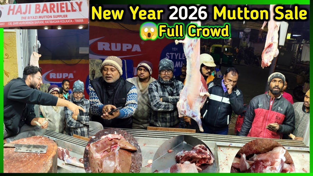 😱Full Crowd New Year 2026 Riyaji Mutton Sale//Kolkata Hatibagan/Haji Bareilly/Best Sasta Mutton Shop