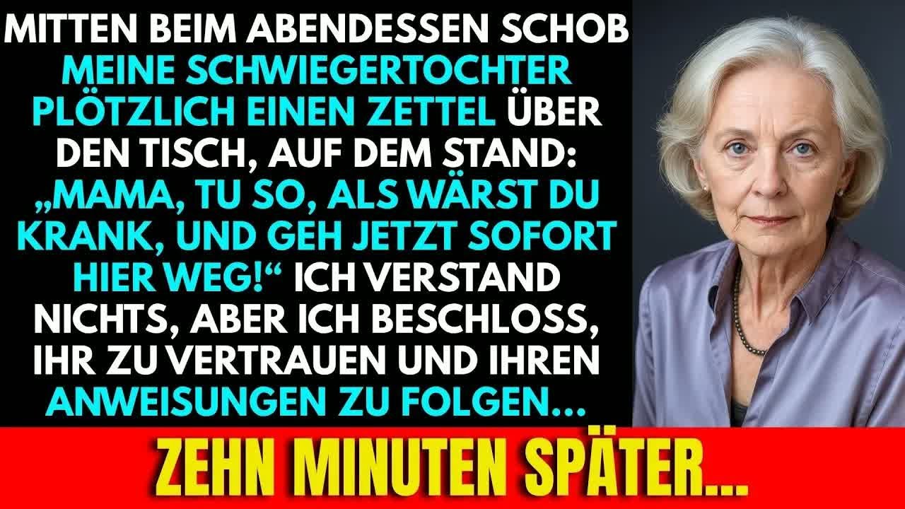 Beim Abendessen Schrieb Meine Schwiegertochter： „Tu So, Als Wärst Du Krank Und Geh Jetzt“