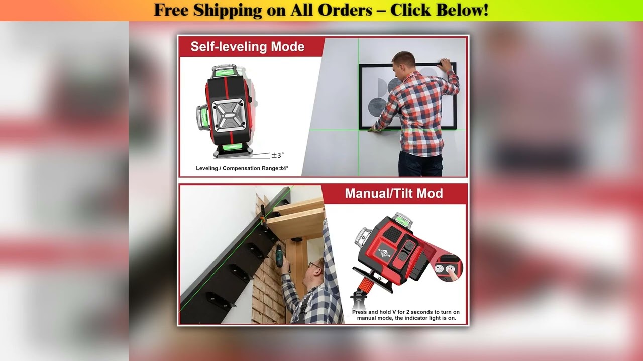 WEIDDW 4D 16 Lines Professional Lazer Level L 360 Self Leveling 4x360 Cross Line Laser with Tripod