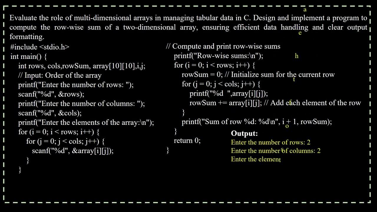 row-wise sum of a two-dimensional array - YouTube