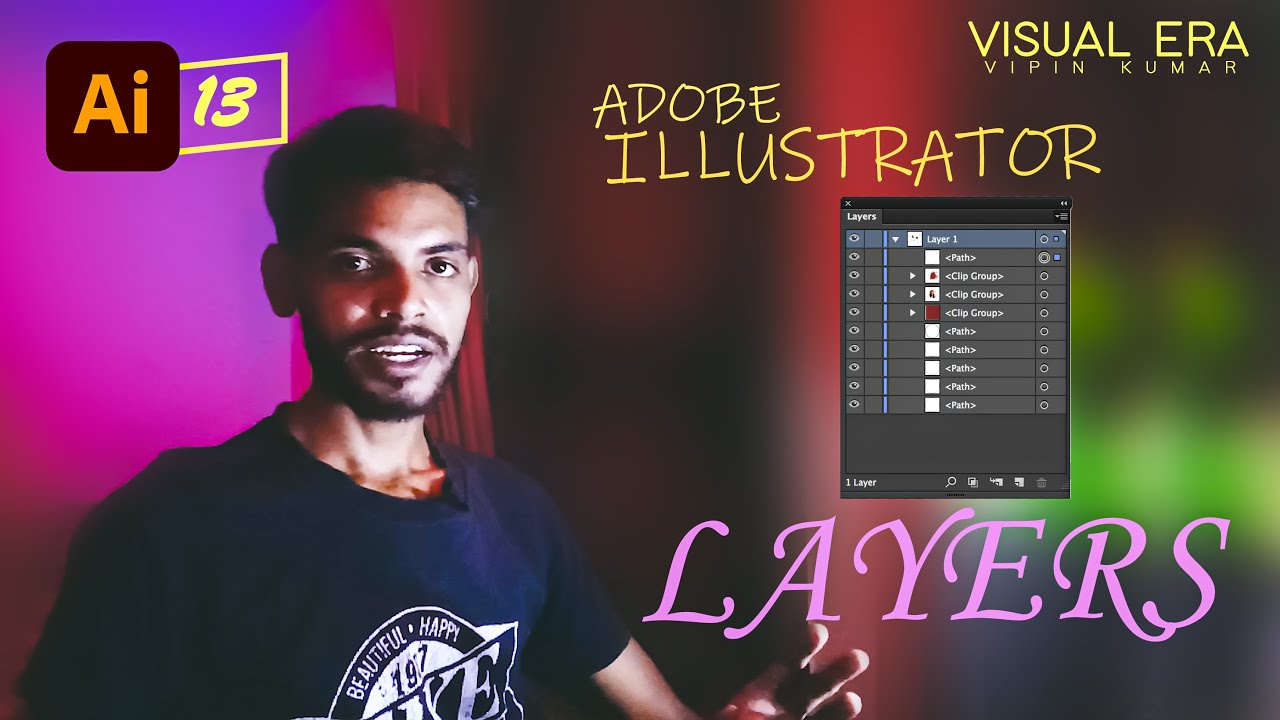 Adobe Illustrator beginner tutorials | Day-13 | How to using layers in ...