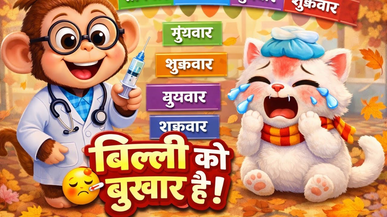 Billi Ko Bukhar Hai😹| Funny Cat Song | Viral Kids Song 2026#kidsvideo #viral #hindirhymes #trending