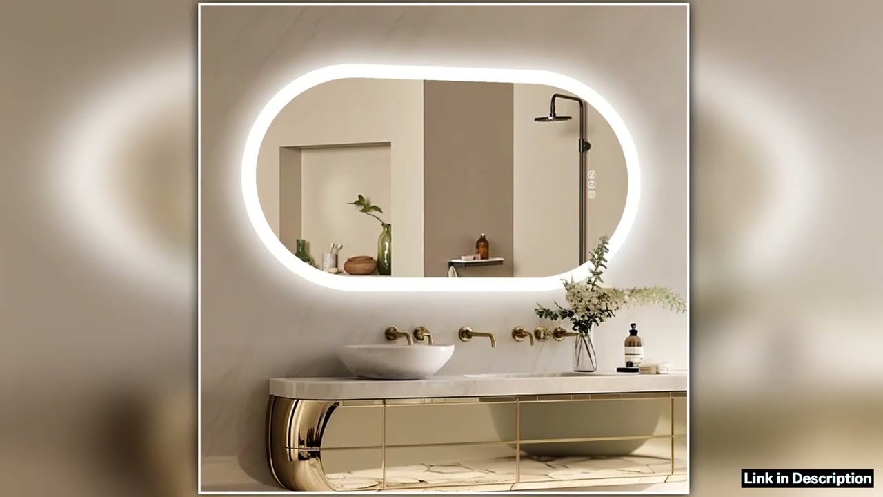 Oval LED Bathroom Mirror Smart Mirrors Dimmable 3 Colors AntiFog Light Memory IP65 CRI95 Large
