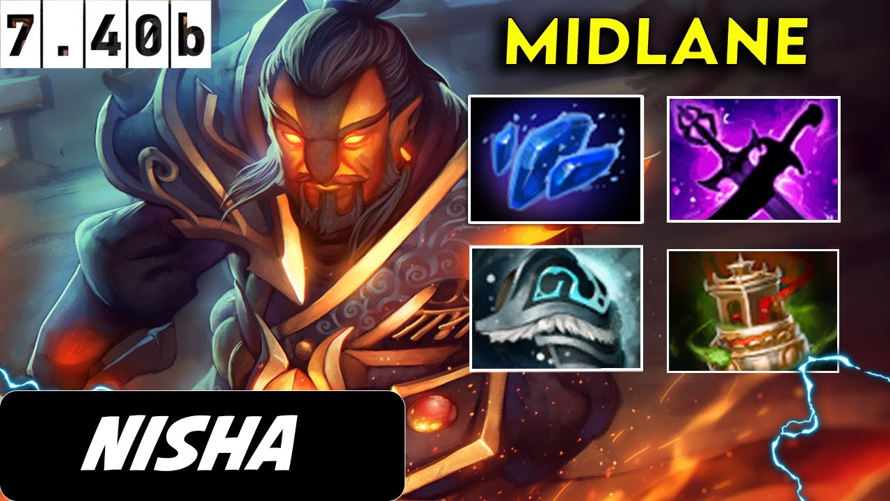 Nisha Ember Spirit Midlane - Dota 2 Patch 7.40b Pro player Full Gameplay