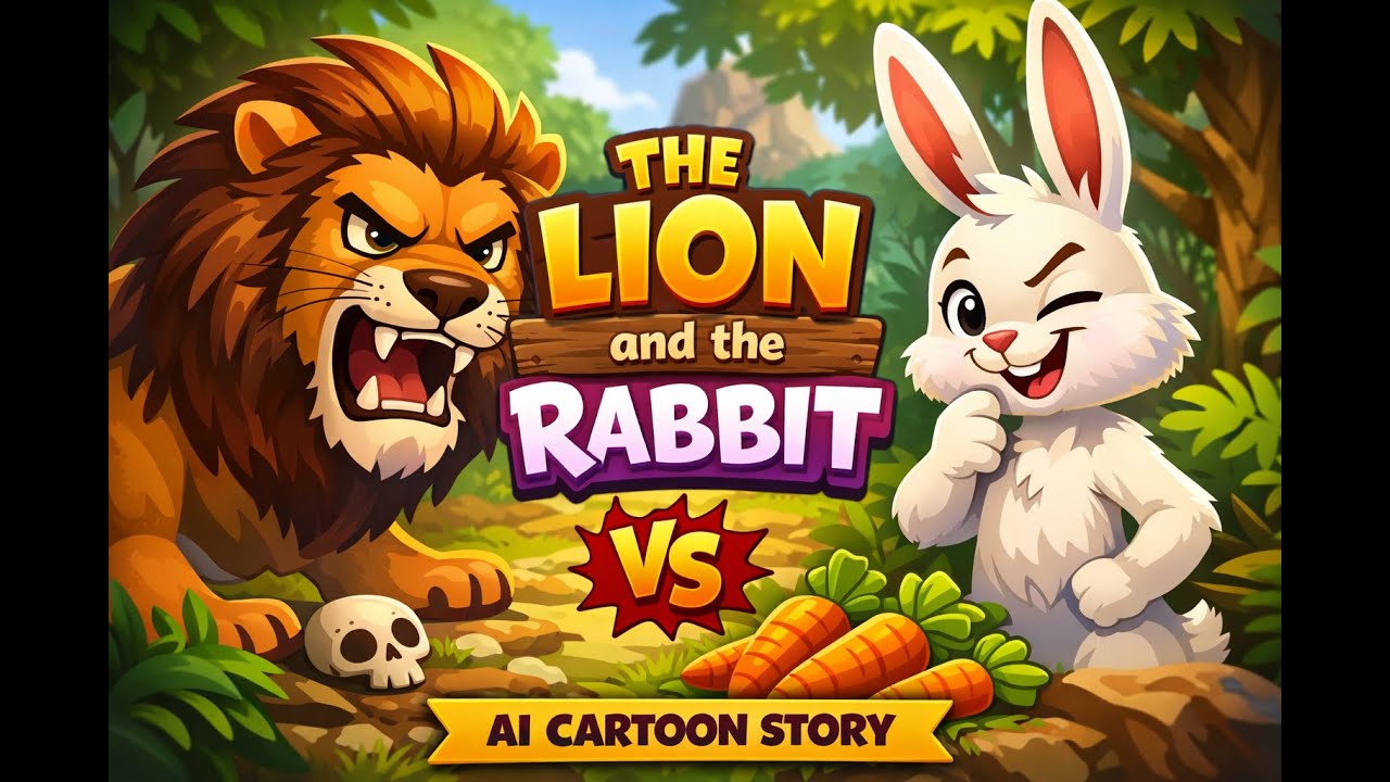 The Lion and the Clever Rabbit | Grandpa Moral Stories | English Stories for Kids | KidzKingdom
