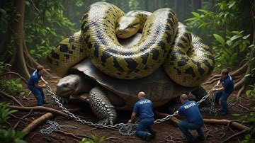 Emergency Rescue Team Saves Gentle Turtle From a Ferocious Giant Python 🐢🐍